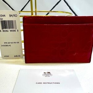 Coach - red leather slim credit card holder